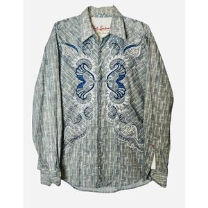 Robert Graham Limited Edition Shirt  XL Gray Blue Embroidered  272/310